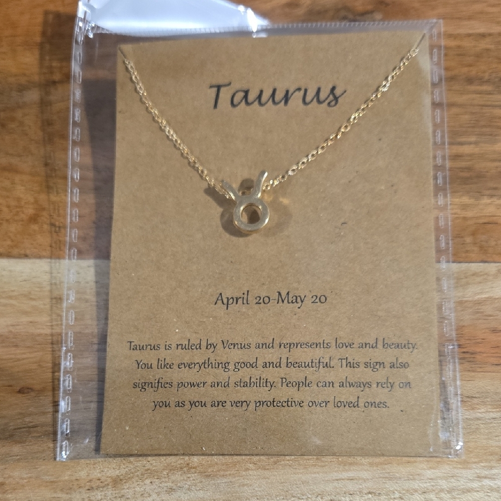 Gold Taurus Pendant Necklace NEW